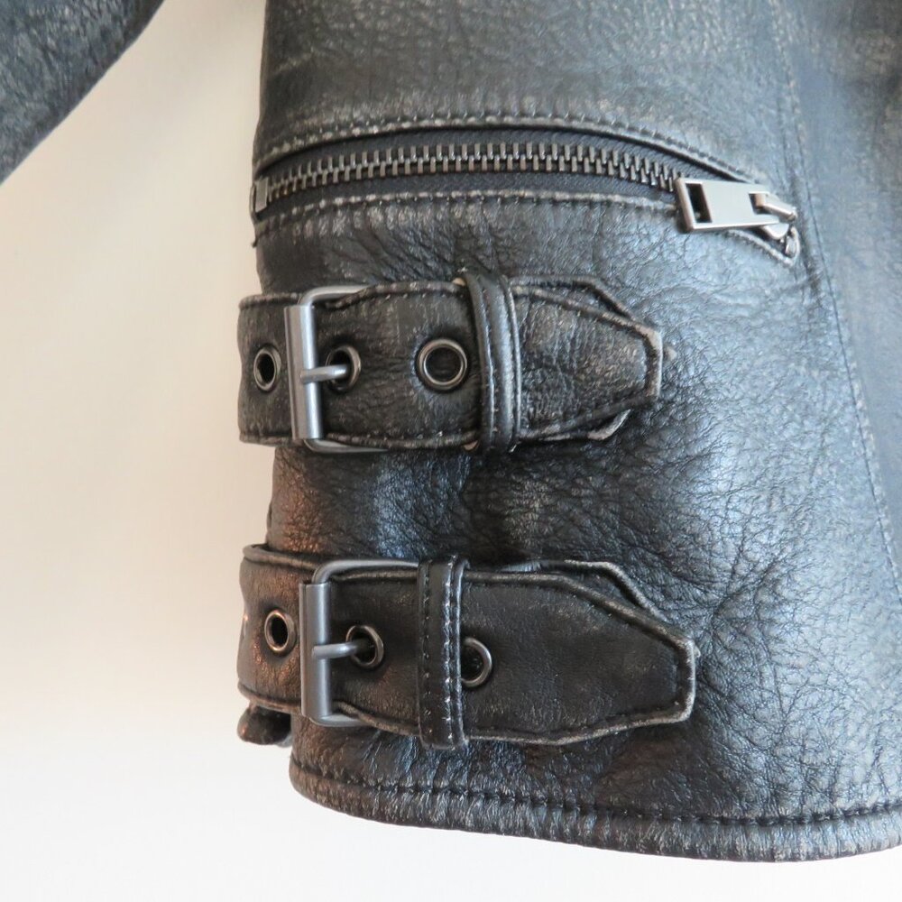 BANANA REPUBLIC Faded Black Lamb Leather Moto Jacket - Size XS - Picture 7 of 16